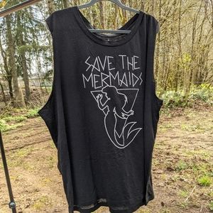 Little Mermaid Plus Size Black Tank Top 3X